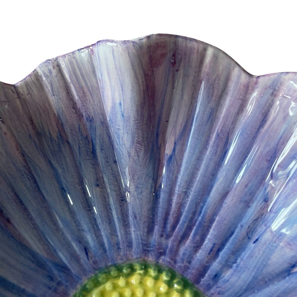 MAXCERA Purple Flower Ceramic Serving Bowl 12in Spring Easter New - Picture 13 of 15